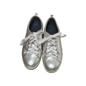 Vionic 8.5 Winny Silver  Metallic Leather Lace-Up Sneakers Metal Neutral Sci-fi